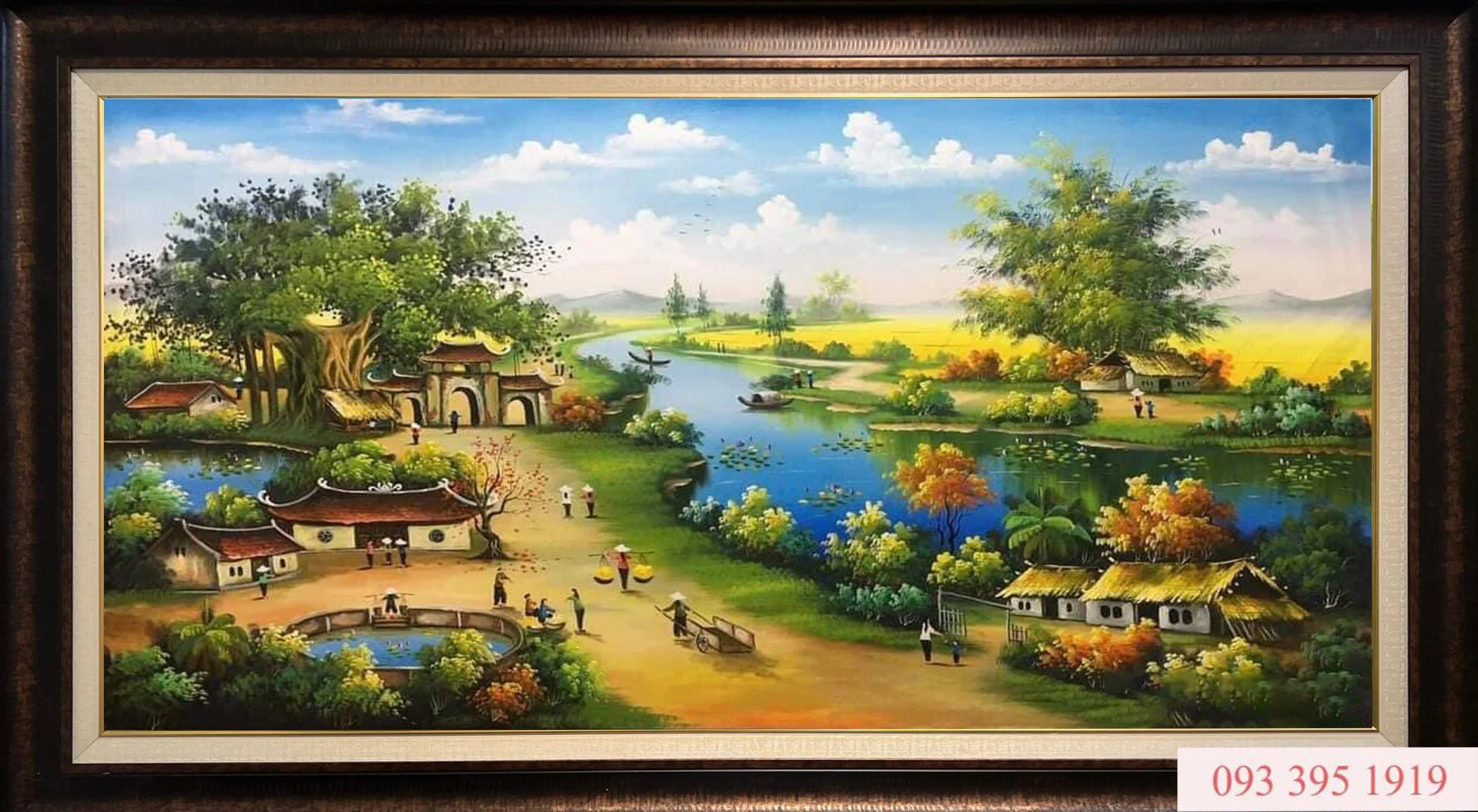 Tranh đồng quê yên bình tranh sơn dầu đồng quê treo phòng khách