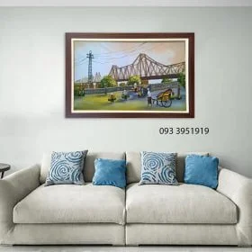 Tranh cầu long biên tranh sơn dầu cầu long biên