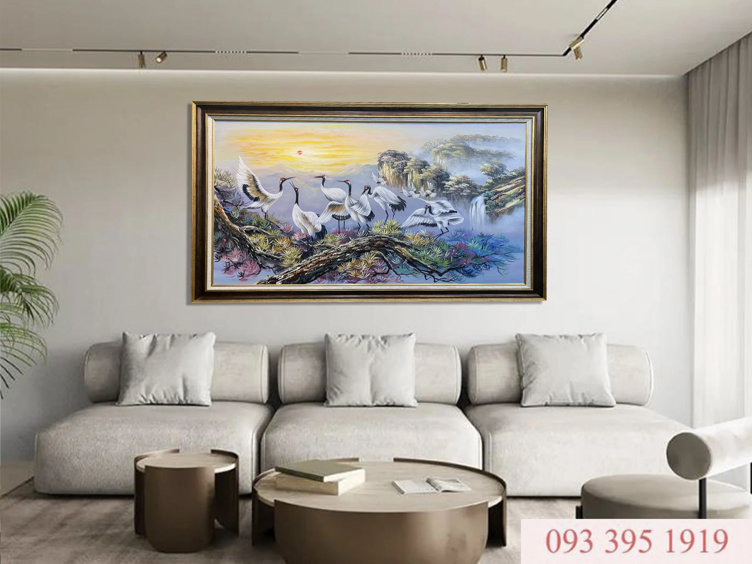 Tranh tùng hạc diên niên 3D tranh sơn dầu tùng hạc diên niên đẹp 138