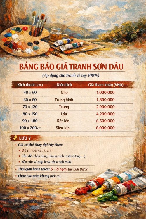 Bảng Báo Giá Tranh Sơn Dầu Vẽ Tay